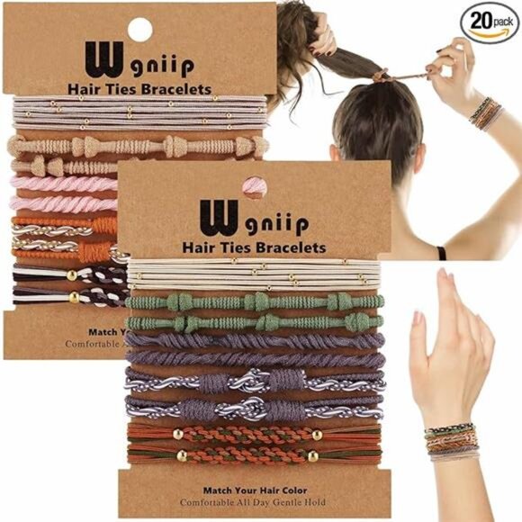 20 Boho Hair Ties Bracelets Elastic Hair Bands for Women Thick Thin No Damage - Picture 8 of 8